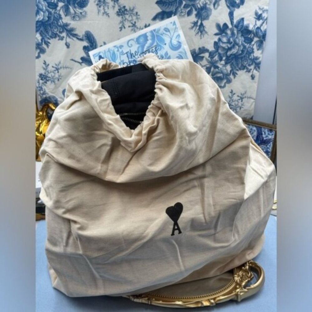 🆕 AMI PARIS 🧿 NWOT Black Ami De Coeur Nylon & Leather Backpack - Picture 16 of 16